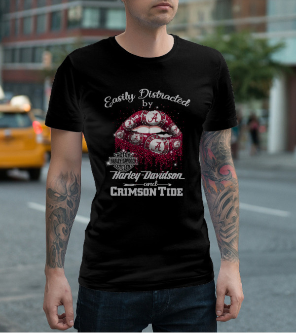 Easily Distracted By Harley Davidson And Crimson Tide T-Shirt