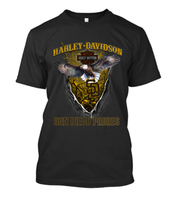 Harley Davidson San Diego Padres Bald Eagle Motor Cycles T-Shirt