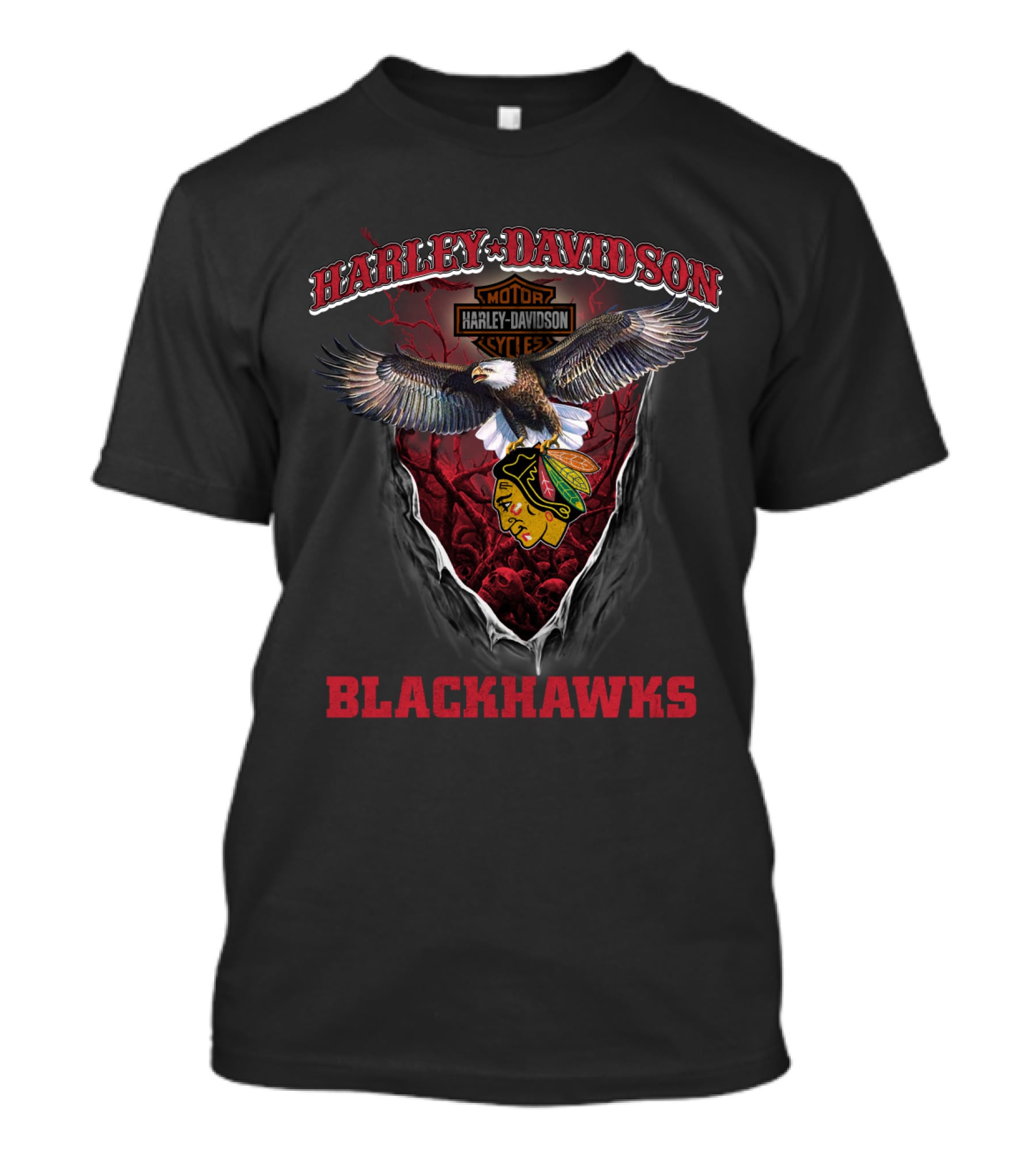 Harley Davidson Motorcycles Eagle Blackhawks T-Shirt