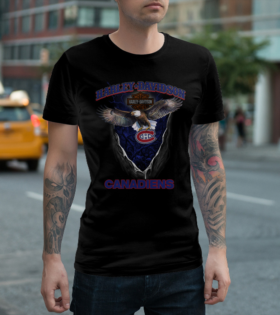 Harley Davidson Motor Cycles Eagle Montreal Canadiens T-Shirt
