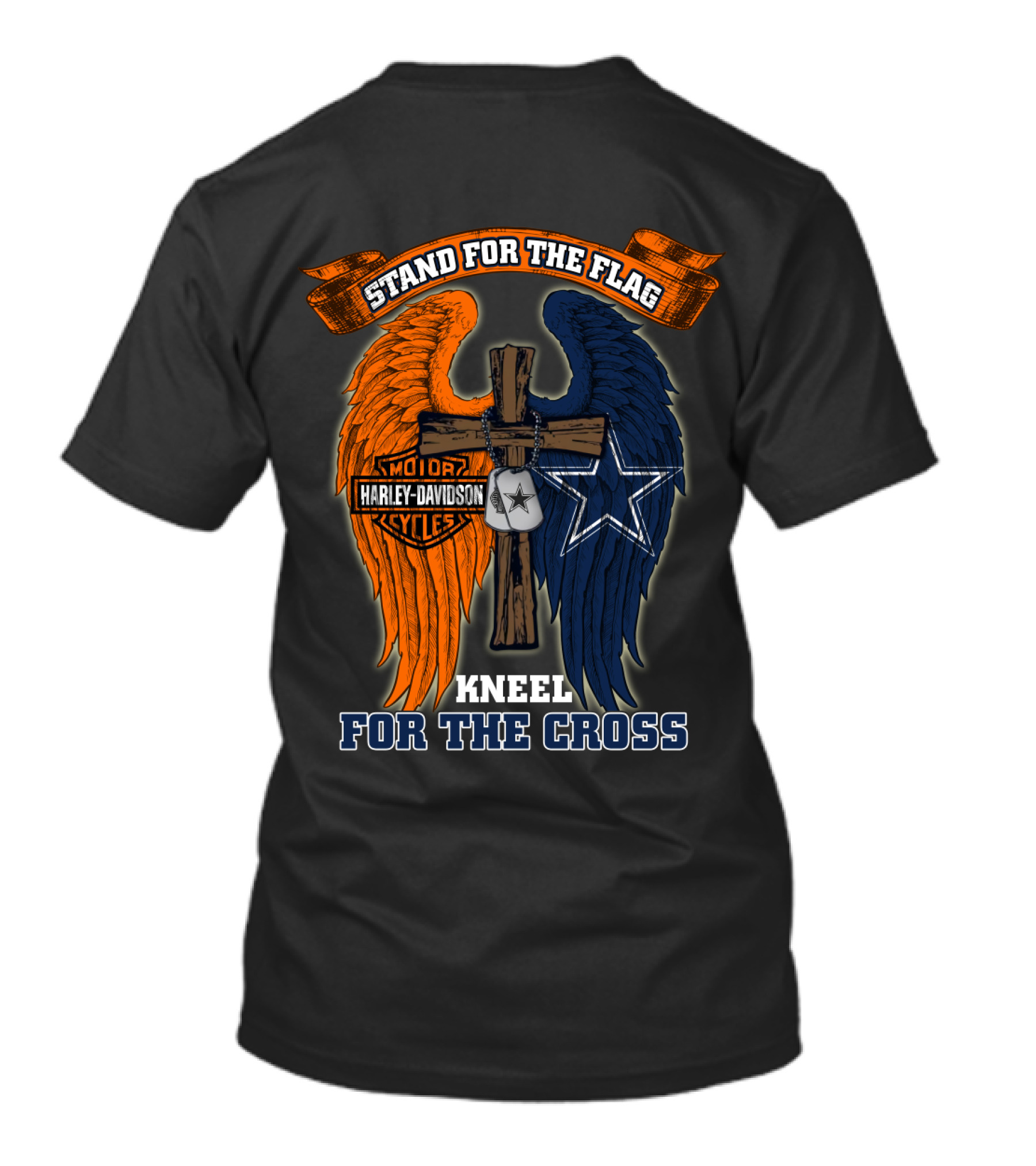 Stand For The Flag Kneel For The Cross Harley Davidson Dallas Cowboys T-Shirt