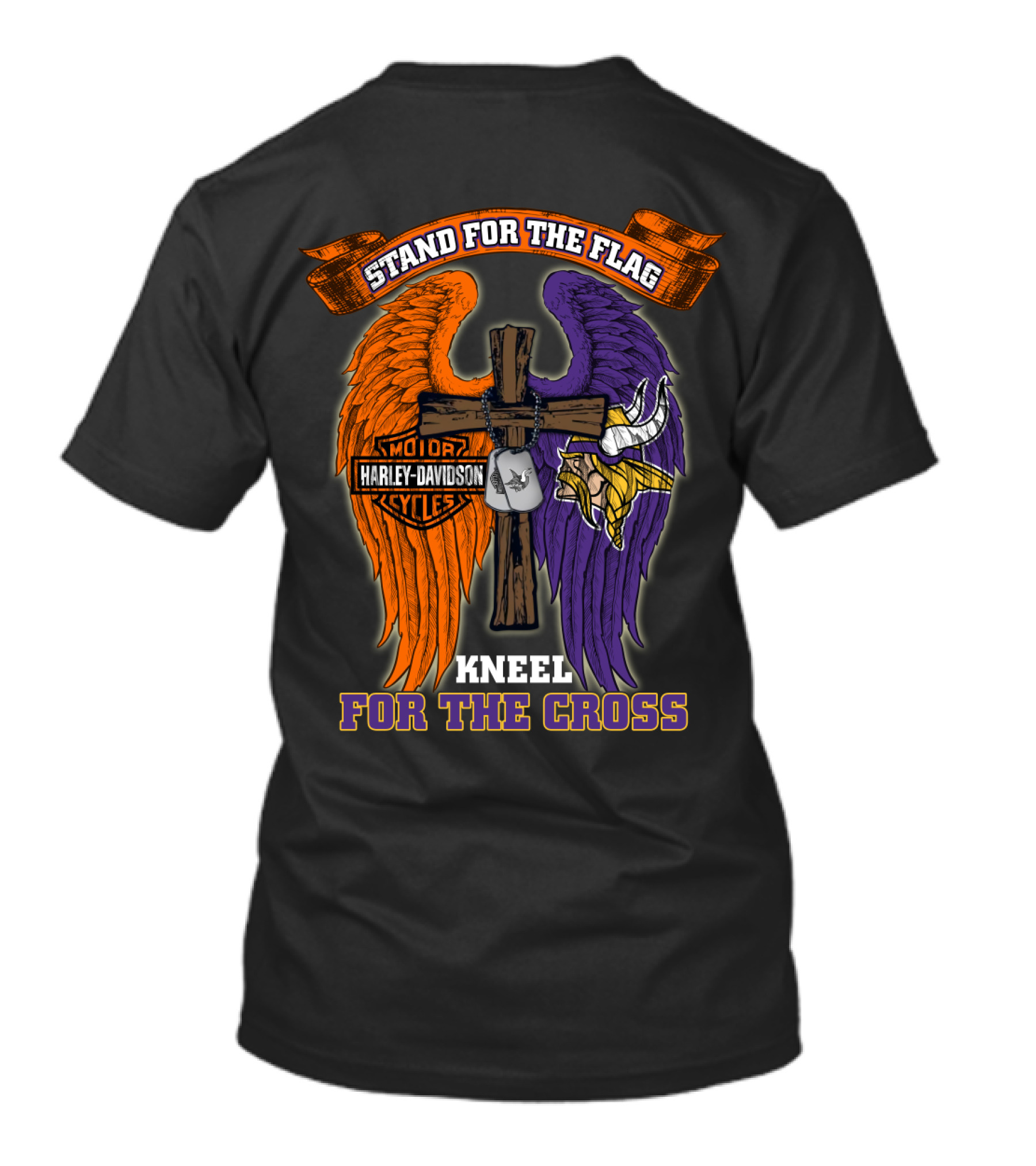 Stand For The Flag Kneel For The Cross Harley Davidson Minnesota Vikings T-Shirt