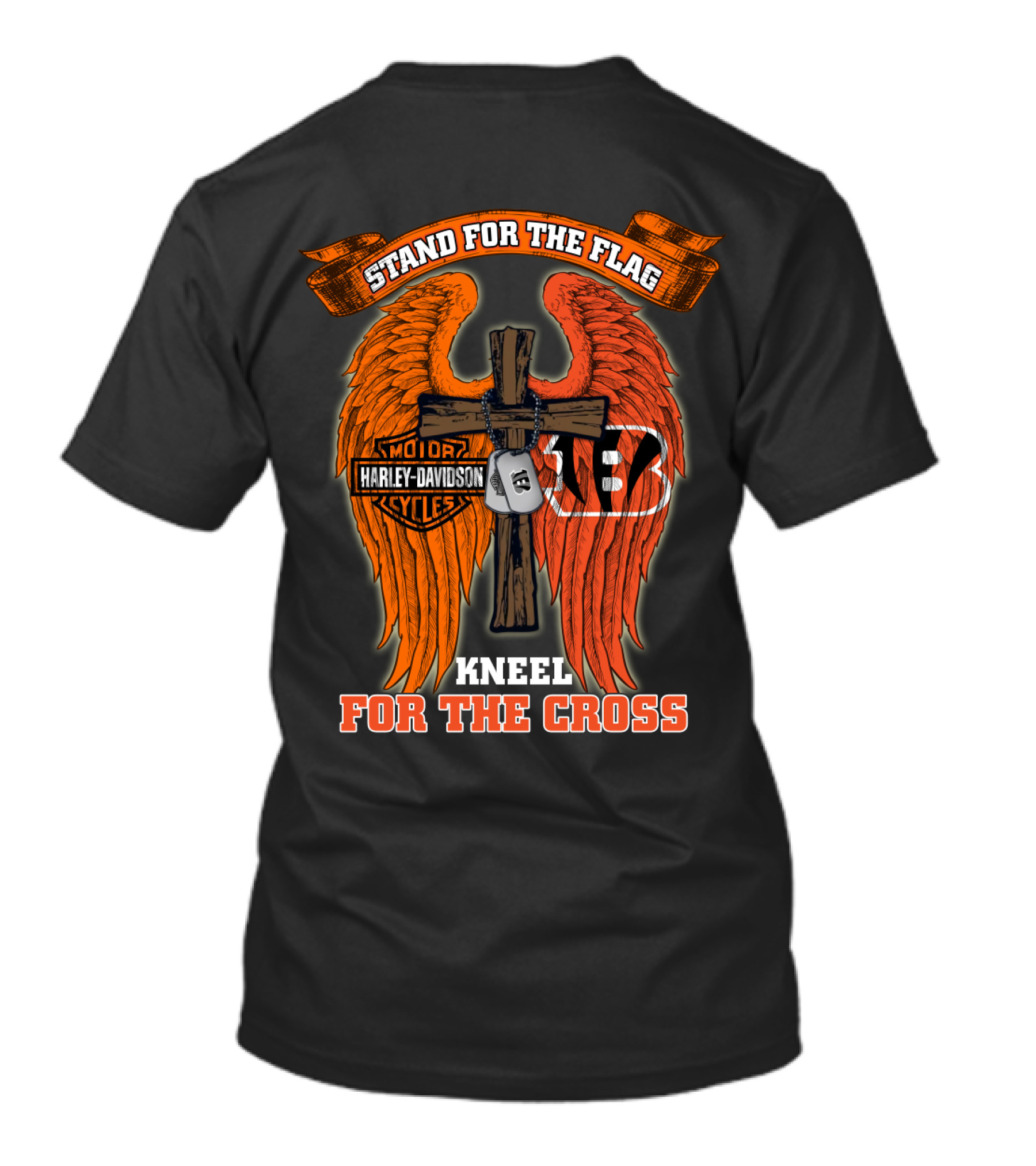 Stand For The Flag Kneel For The Cross Harley Davidson Cincinnati Bengals T-Shirt