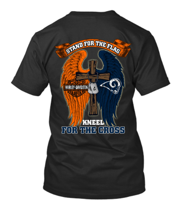 Stand For The Flag Kneel For The Cross Harley Davidson Los Angeles Rams T-Shirt