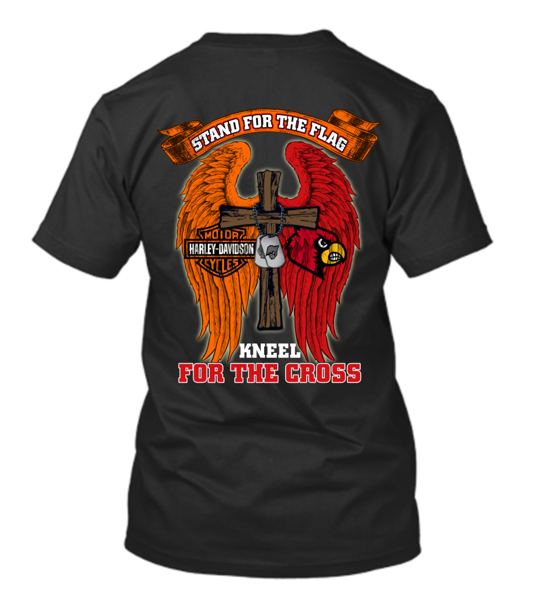 Stand For The Flag Kneel For The Cross Harley Davidson Louisville Cardinals T-Shirt