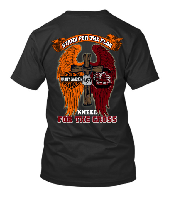 Stand For The Flag Kneel For The Cross Harley Davidson South Carolina Gamecocks T-Shirt