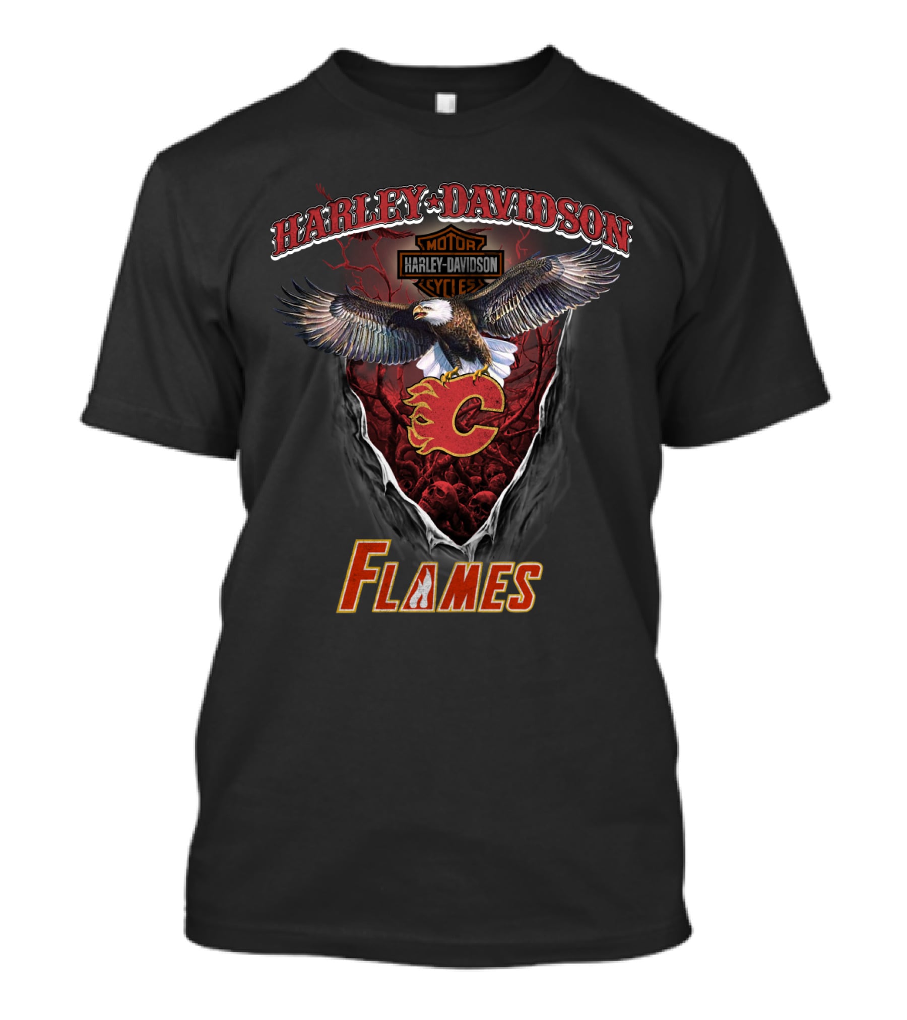 Harley Davidson Motor Eagle Calgary Flames T-Shirt