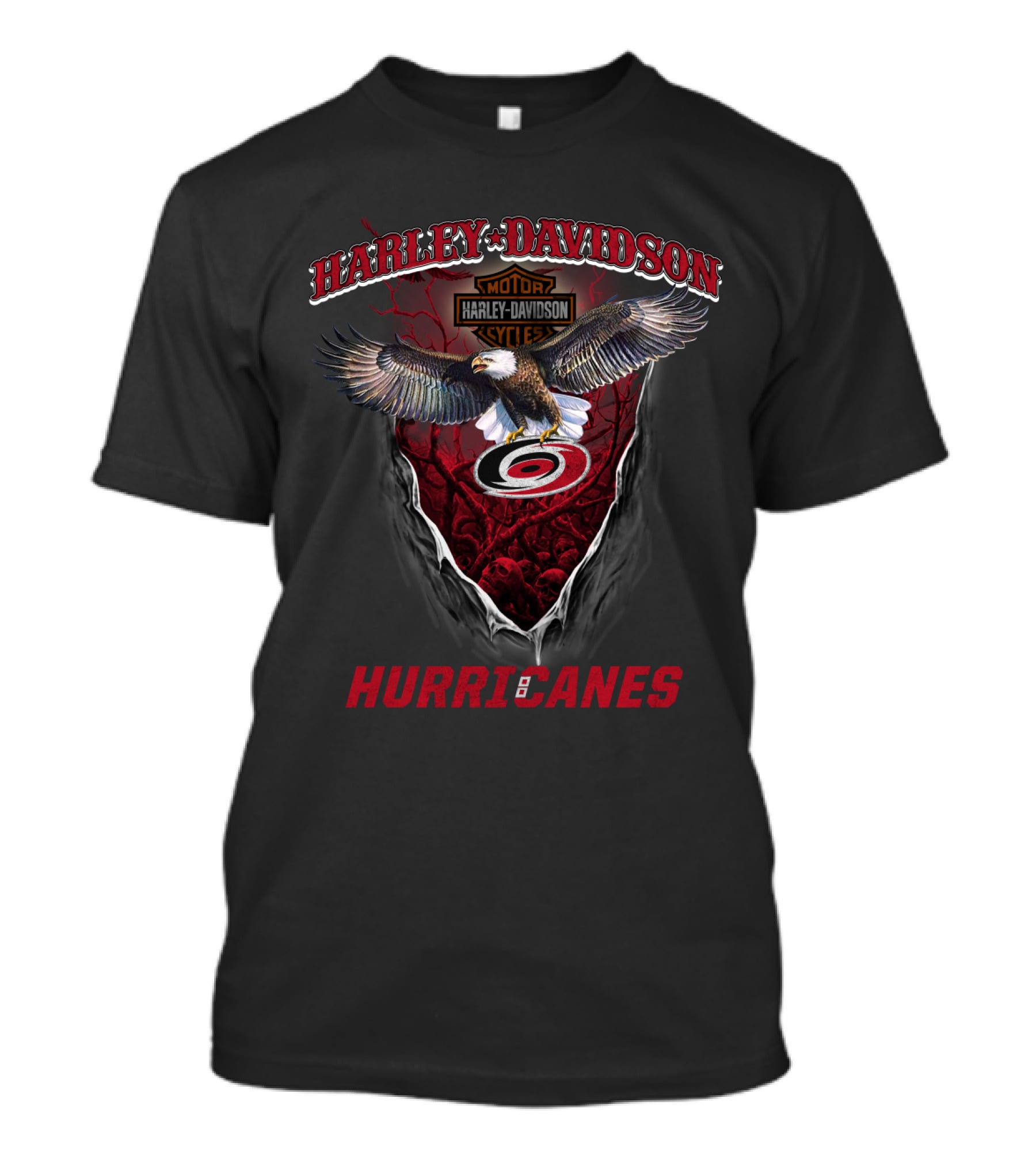 Harley Davidson Motor Cycles Hurricanes Carolina Nhl T-Shirt