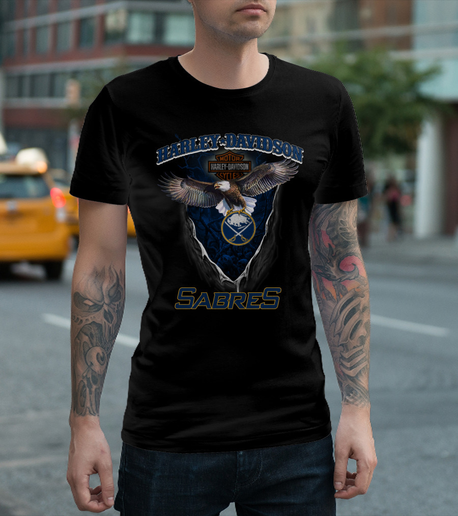 Harley Davidson Buffalo Sabres Eagle Nhl T-Shirt