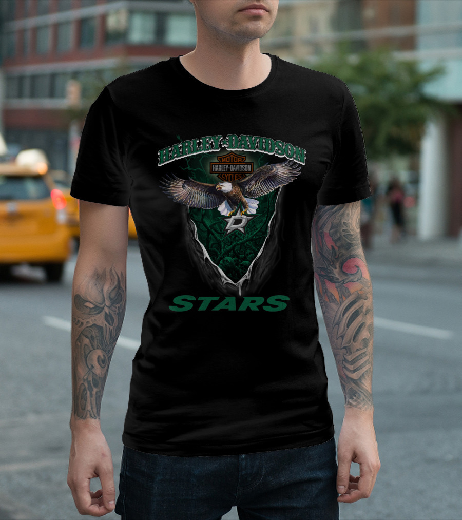 Harley Davidson Dallas Stars Eagle Motor-Cycle T-Shirt