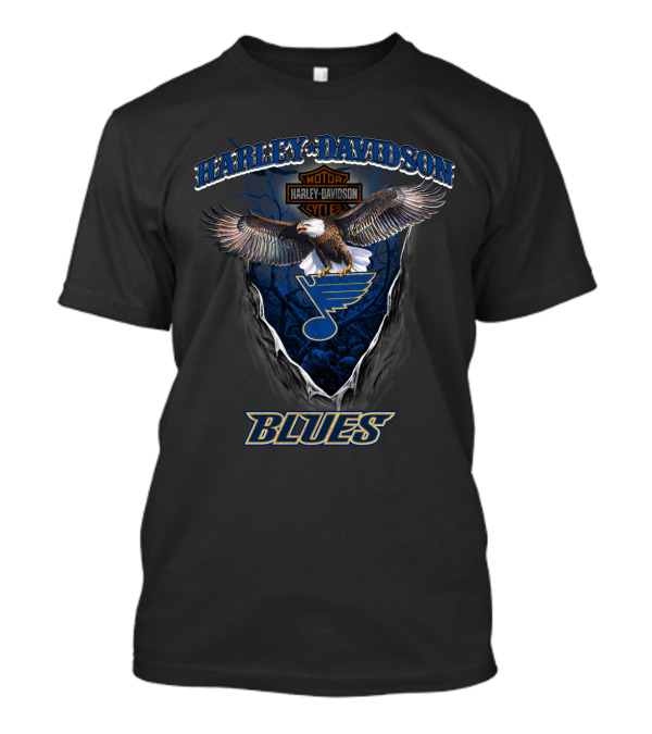 Harley Davidson Motor Cycles Eagle St Louis Blues T-Shirt