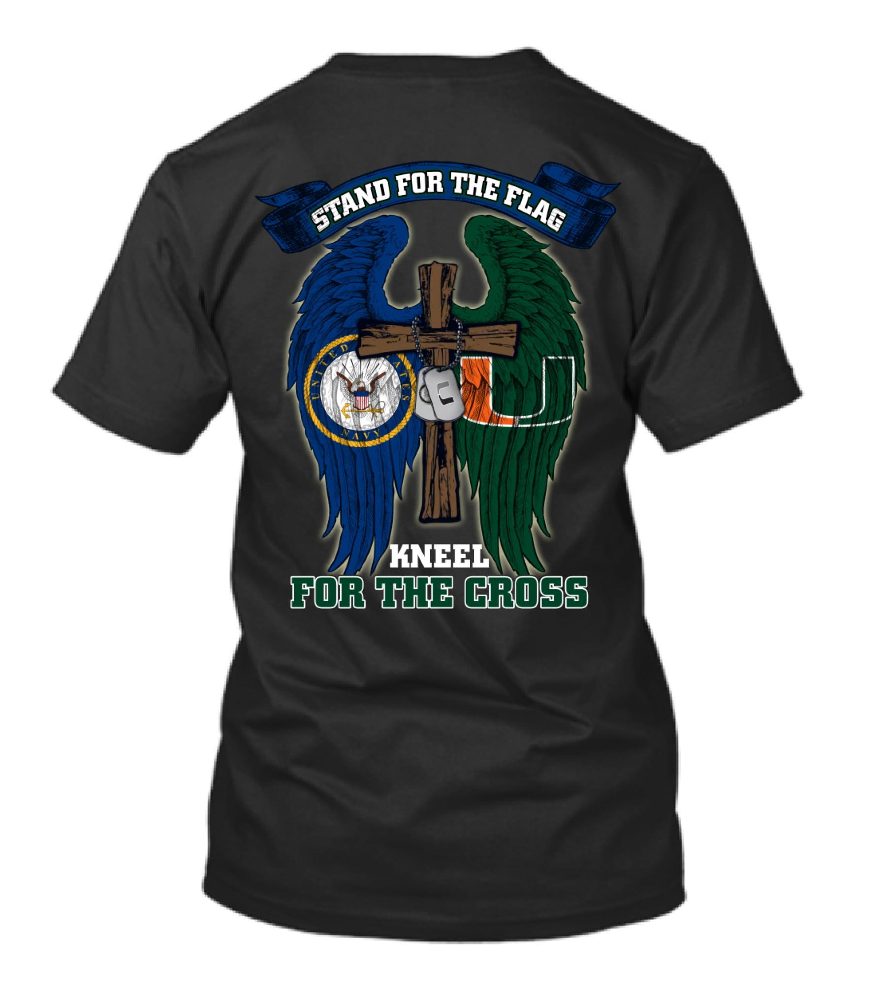 Stand For The Flag Kneel For The Cross Us Navy Miami Hurricanes T-Shirt