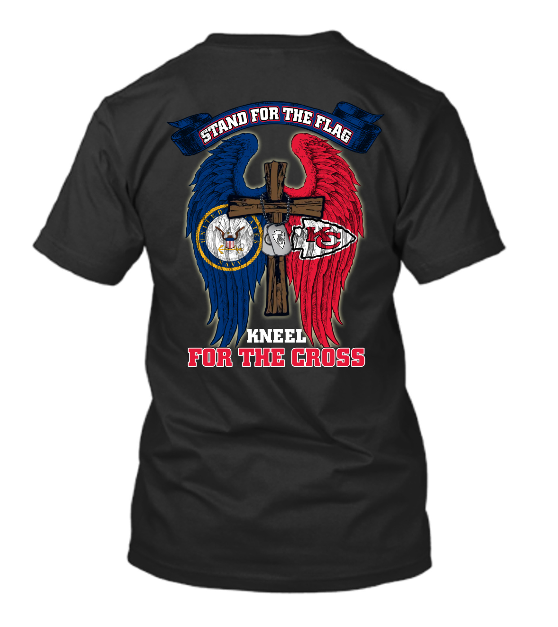 Stand For The Flag Kneel For The Cross Us Navy Kansas City Chiefs T-Shirt