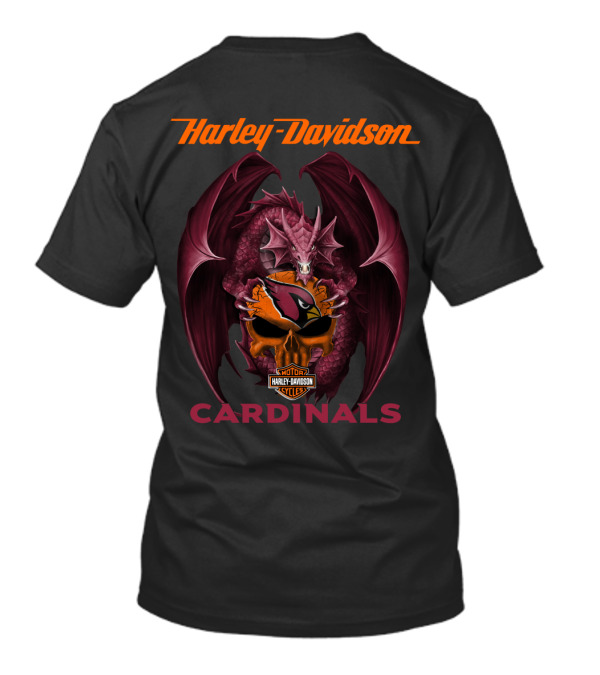 Harley Davidson Arizona Cardinals Dragon Rojo Y Negro Nfl T-Shirt