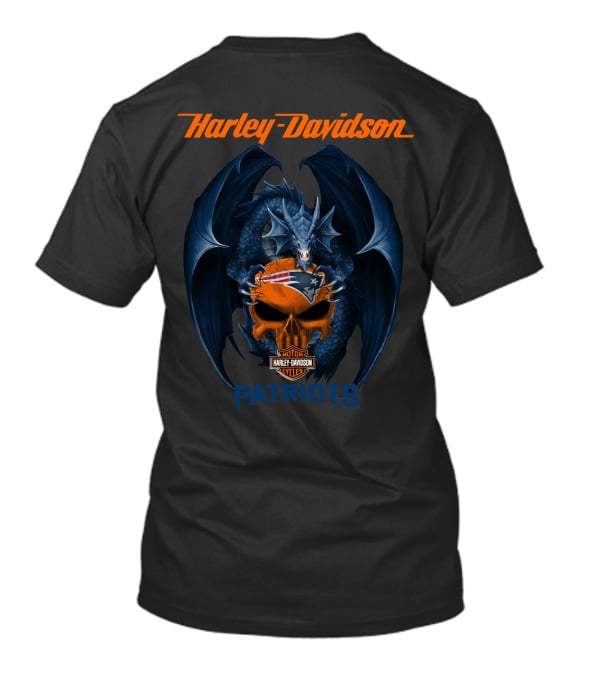 Harley Davidson Dragon New England Patriots Motor Cycles T-Shirt