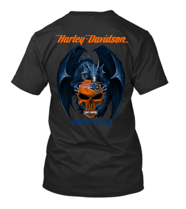 Harley Davidson Dragon New England Patriots Motor Cycles T-Shirt