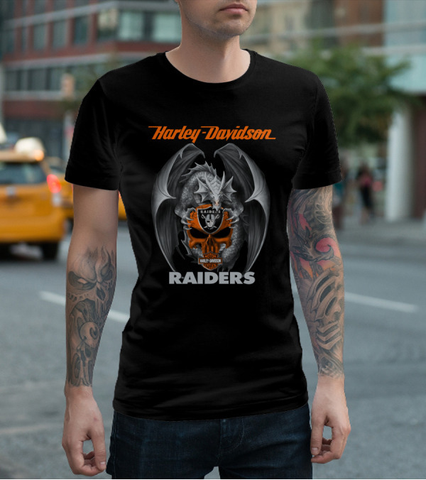 Harley Davidson Raiders Dragon Shield Motorcycles T-Shirt