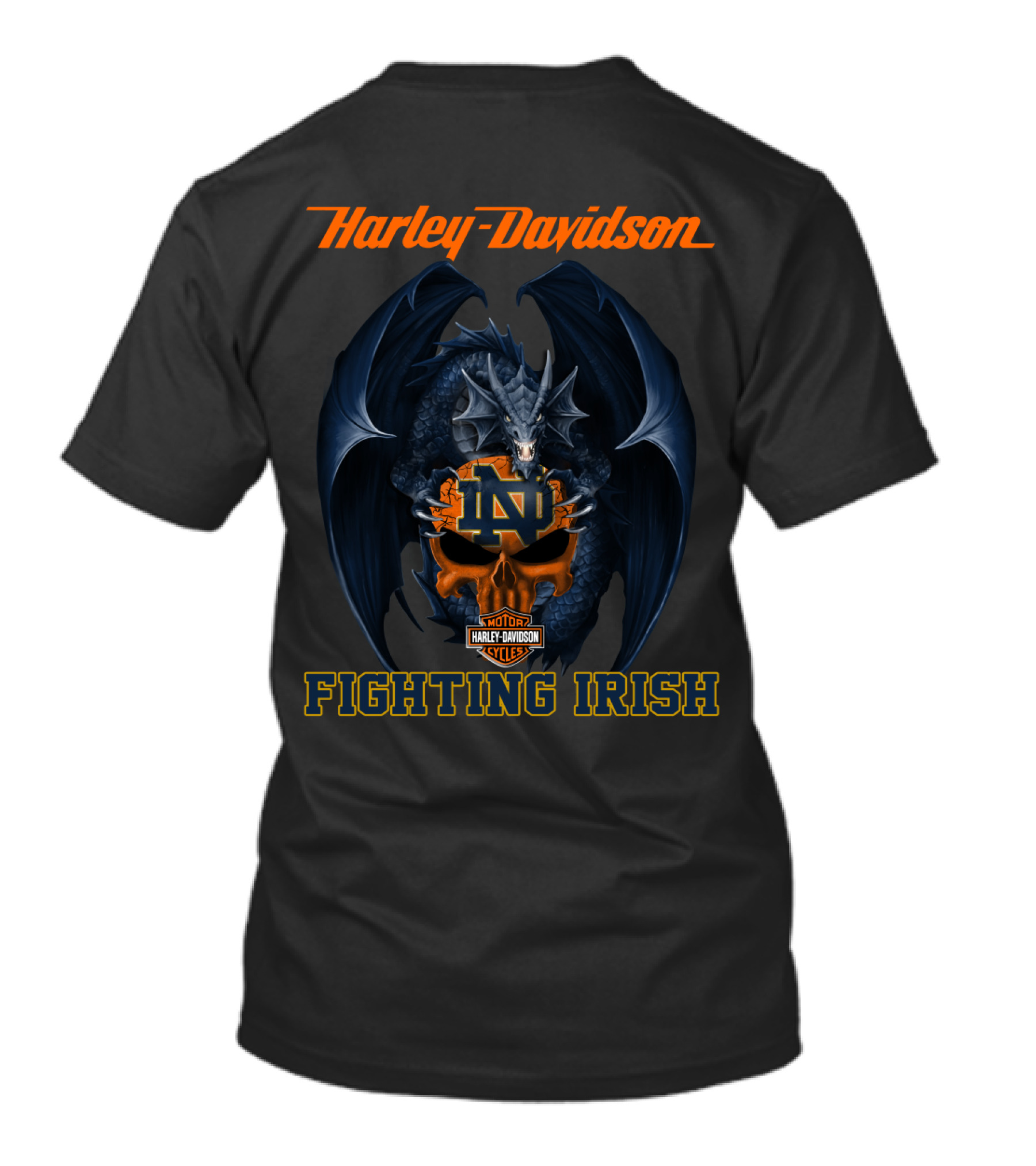 Harley Davidson Notre Dame Fighting Irish Dragon Motif T-Shirt
