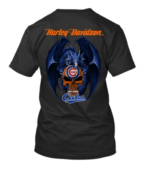 Harley Davidson Chicago Cubs Dragon Motor Cycles T-Shirt