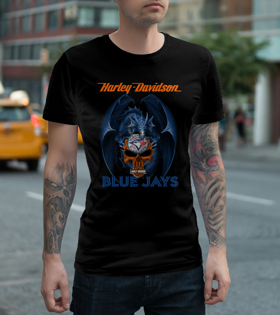 Harley Davidson Toronto Blue Jays Dragon Motor Cycles T-Shirt