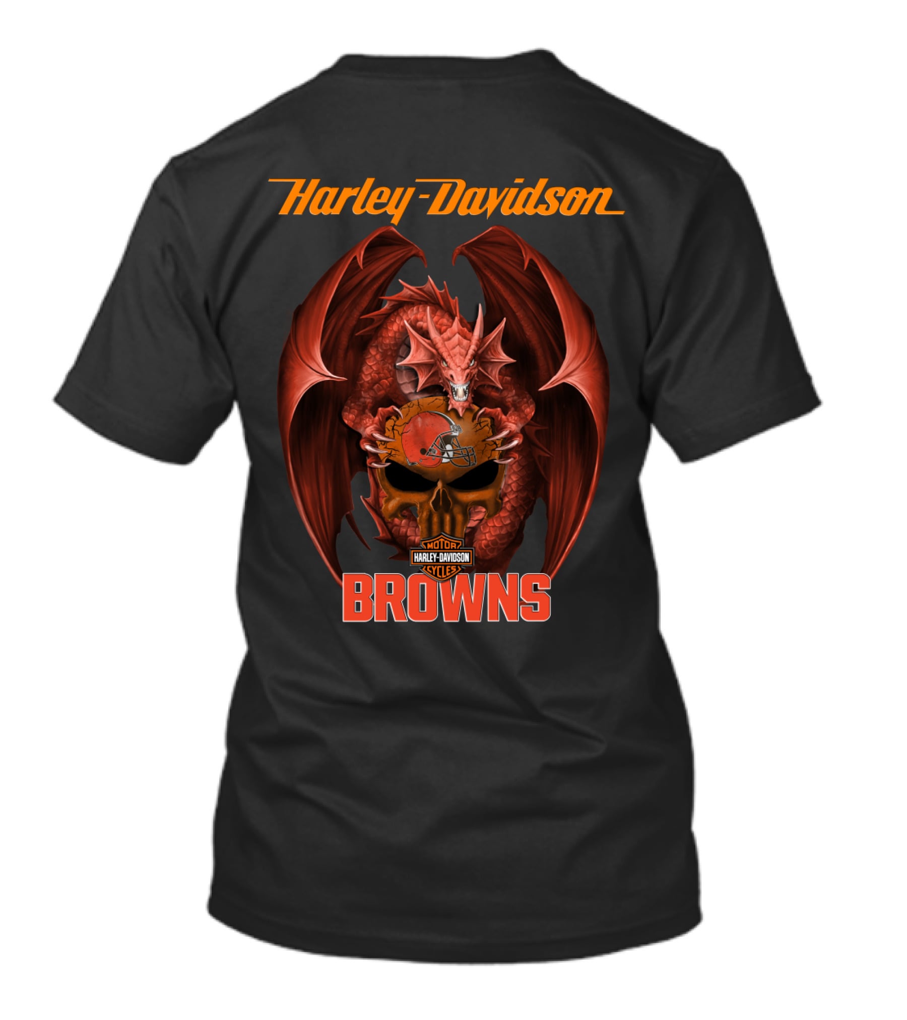 Harley Davidson Motorcycles Dragon Cleveland Browns T-Shirt