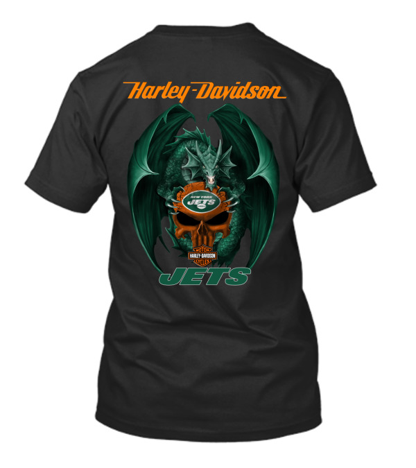 Harley Davidson New York Jets Dragon Motorcycles Jets T-Shirt