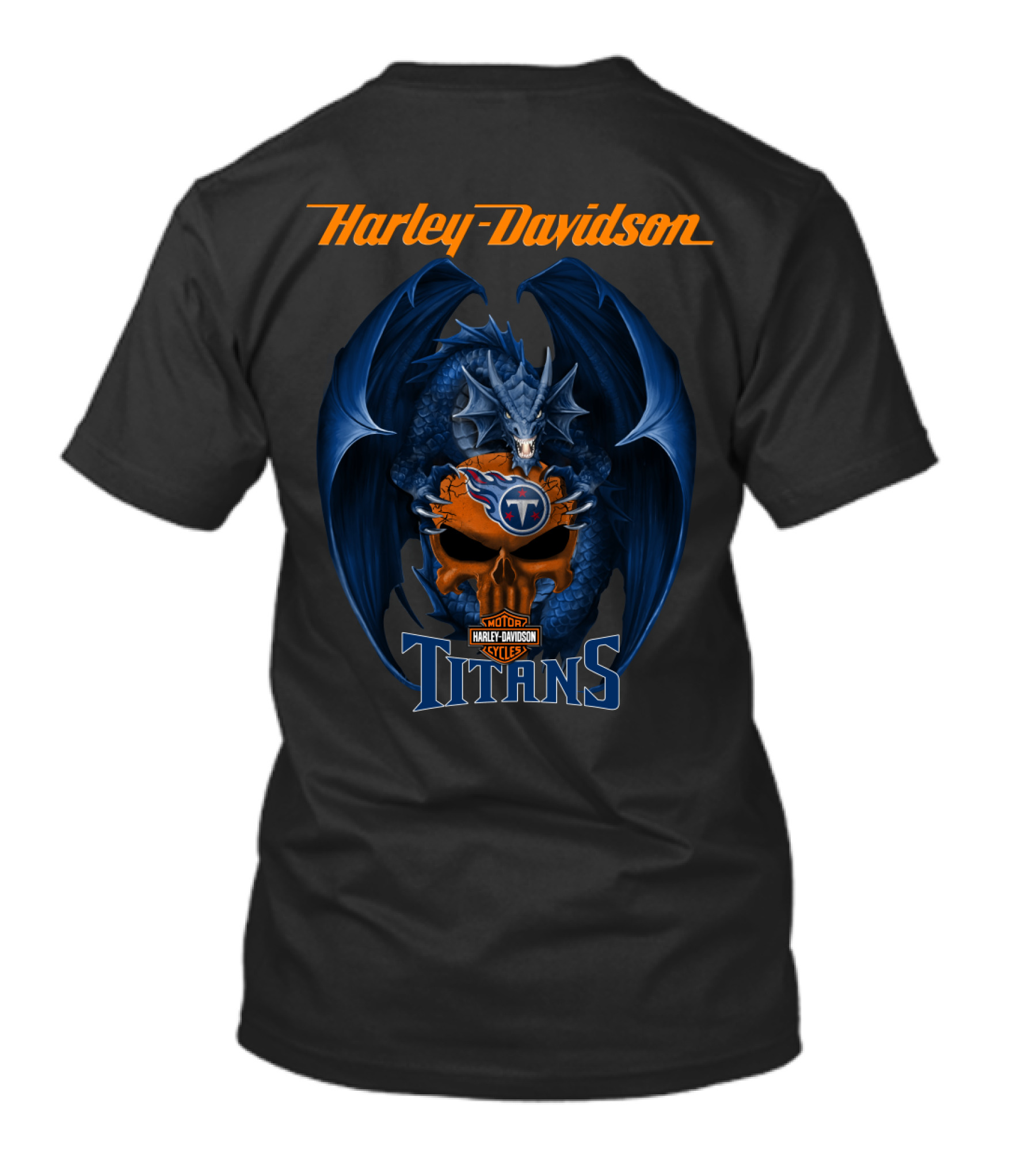 Harley Davidson Tennessee Titans Dragon Skull Nfl Styles T-Shirt