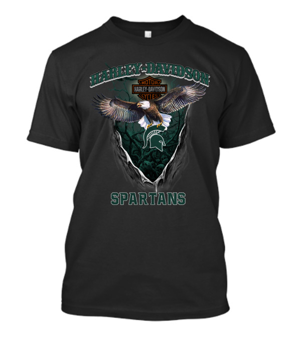 Harley Davidson Motor Cycle Eagle Michigan State Spartans T-Shirt