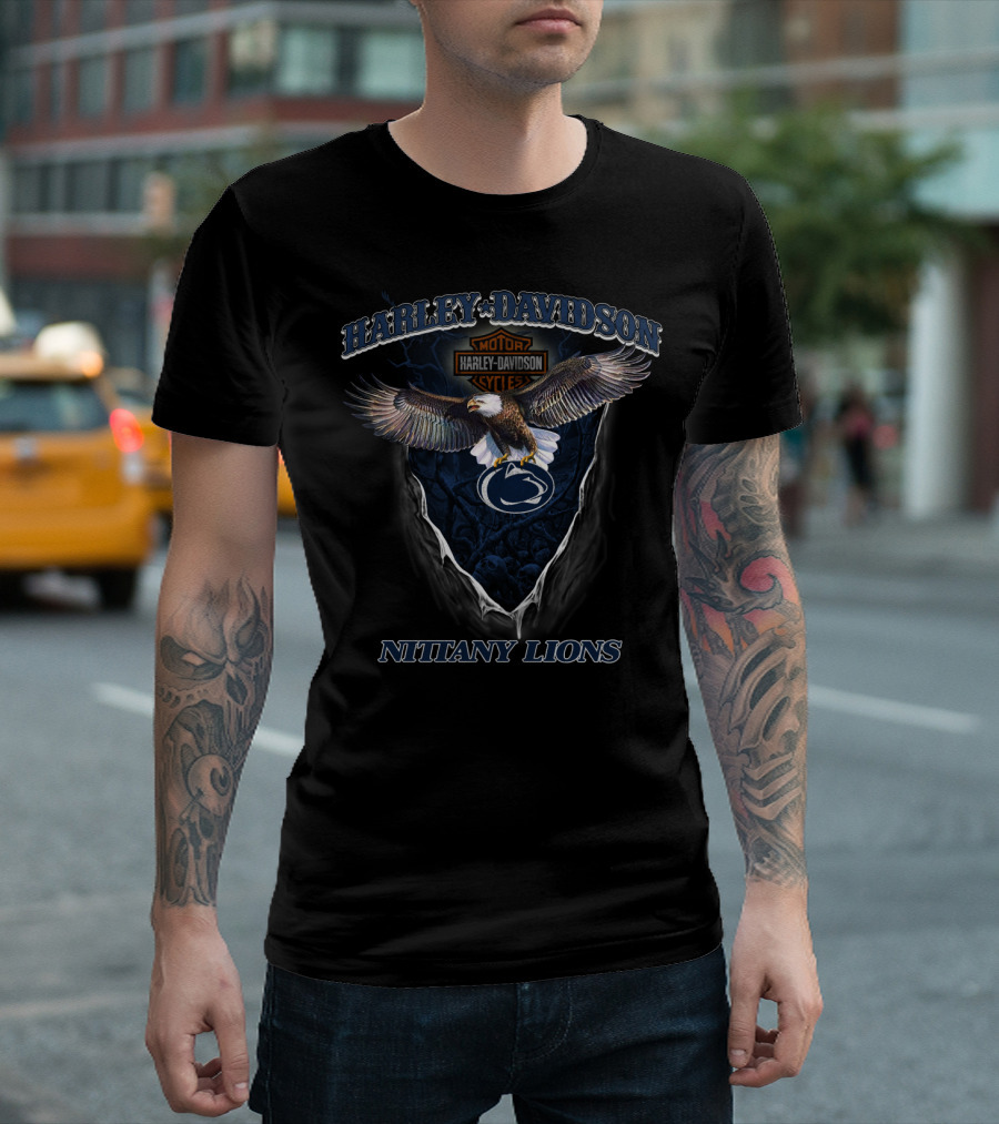 Harley Davidson Motor Cycle Nittany Lions T-Shirt