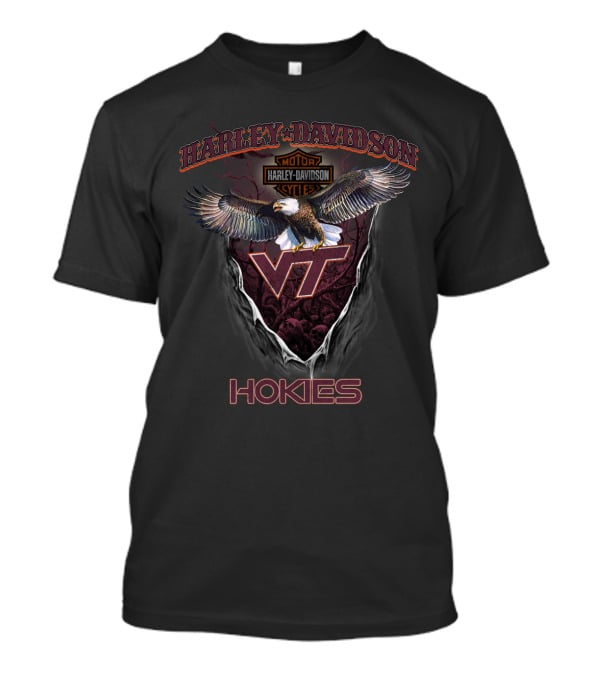 Harley Davidson Virginia Tech Hokies Motorcycle Cycle Vt Eagle T-Shirt