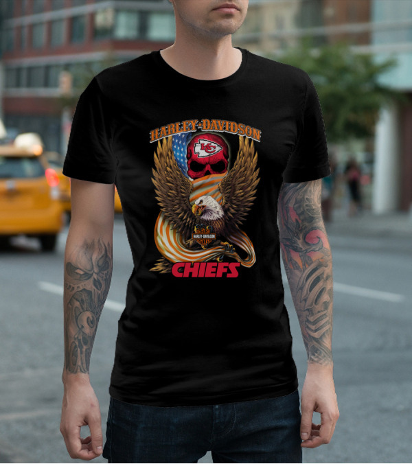 Harley Davidson Kansas City Chiefs Eagle And Skull T-Shirt