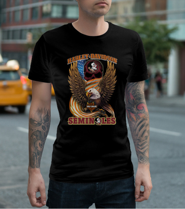 Harley Davidson Florida State Seminoles Cycles American Eagle T-Shirt