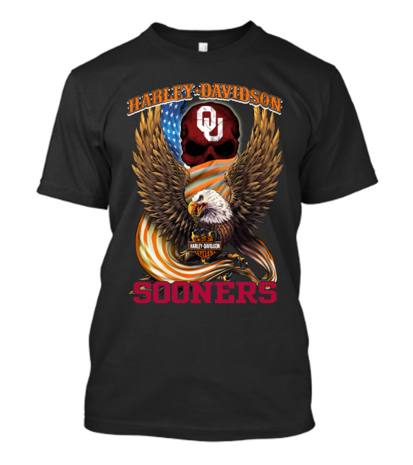 Harley Davidson Oklahoma Sooners Ou American Flag Eagle T-Shirt