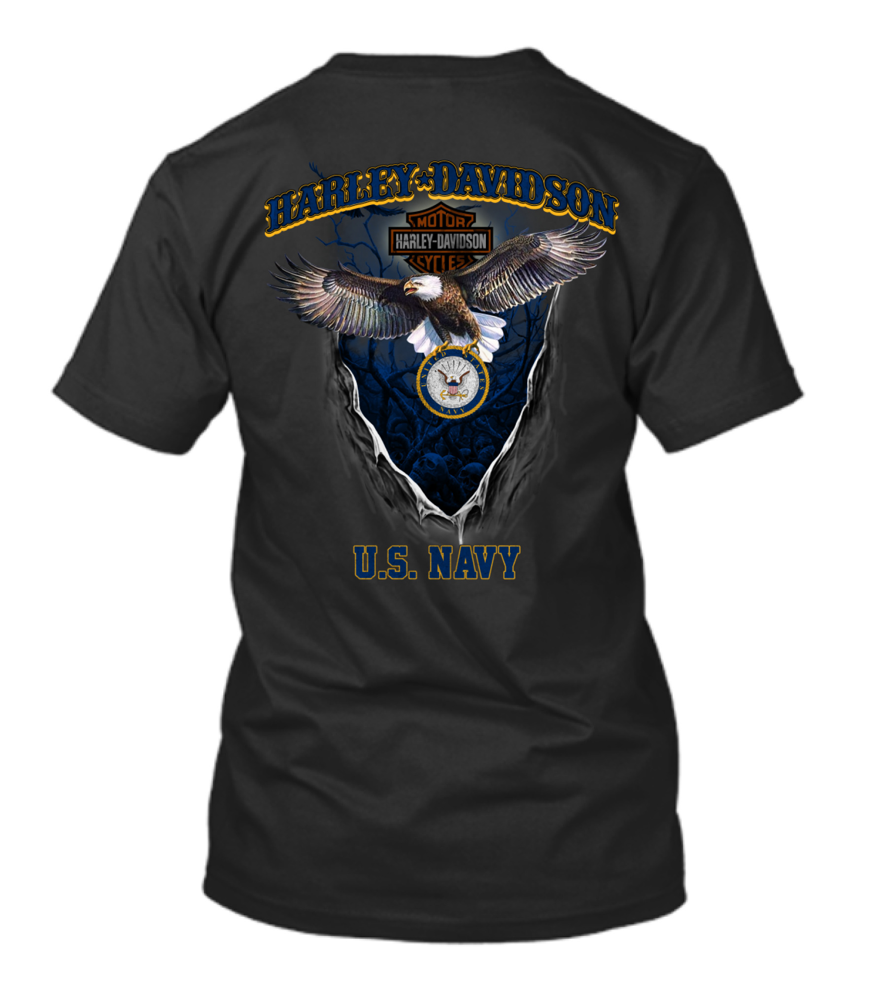 Harley Davidson Motor Cycles Eagle U.s. Navy T-Shirt