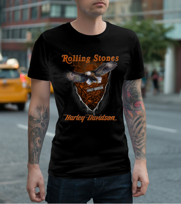 Rolling Stones Harley Davidson Eagle Motorcycles T-Shirt