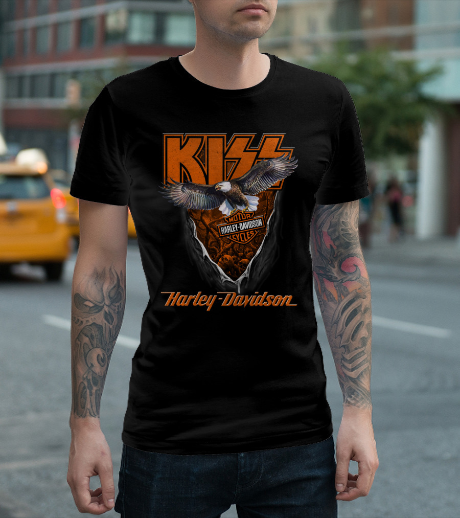 Kiss Harley Davidson Motorcycles Bald Eagle T-Shirt