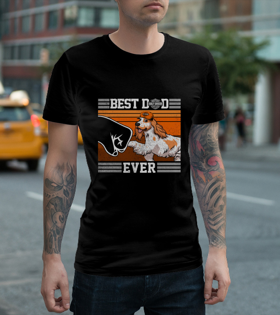 Best Dad Ever Motor Harley English Cocker Spaniel Cycles T-Shirt