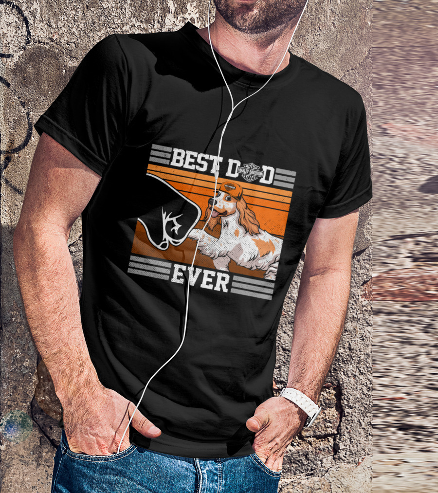 Best Dad Ever Motor Harley English Cocker Spaniel Cycles T-Shirt