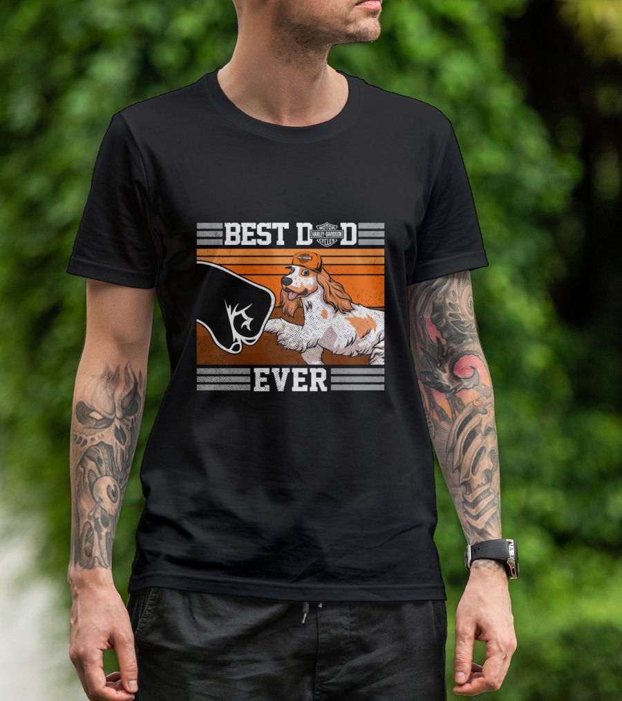Best Dad Ever Motor Harley English Cocker Spaniel Cycles T-Shirt