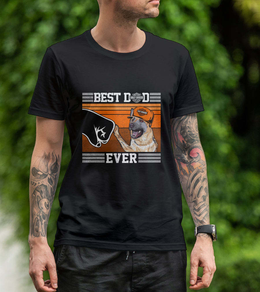 Best Dad Ever Harley Davidson German Shepherd Fist Bump T-Shirt