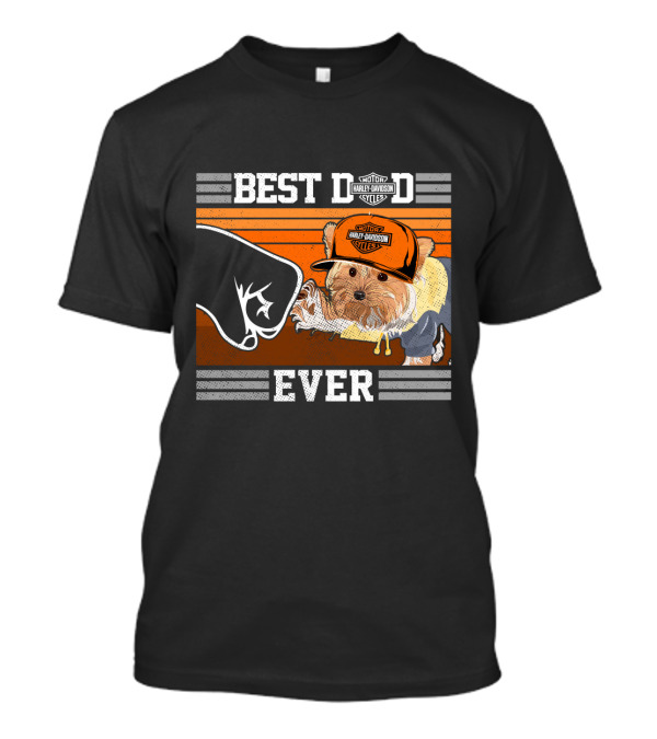 Best Dad Ever Motor Harley Davidson Cycles Yorkshire Terrier T-Shirt