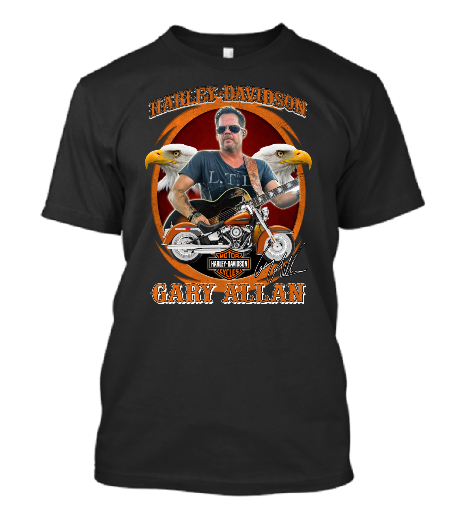 Harley Davidson Motor Cycles Gary Allan L Til Eagles T-Shirt