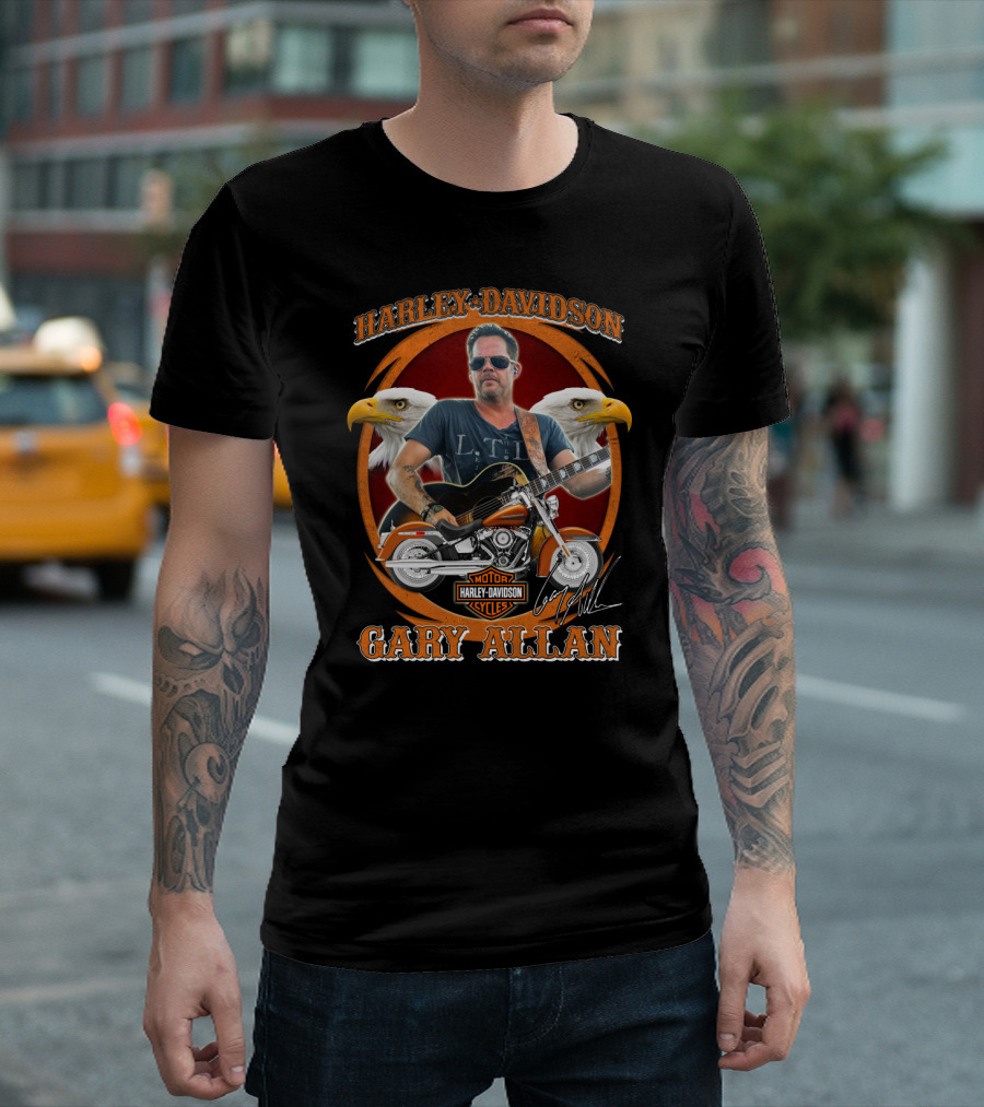 Harley Davidson Motor Cycles Gary Allan L Til Eagles T-Shirt