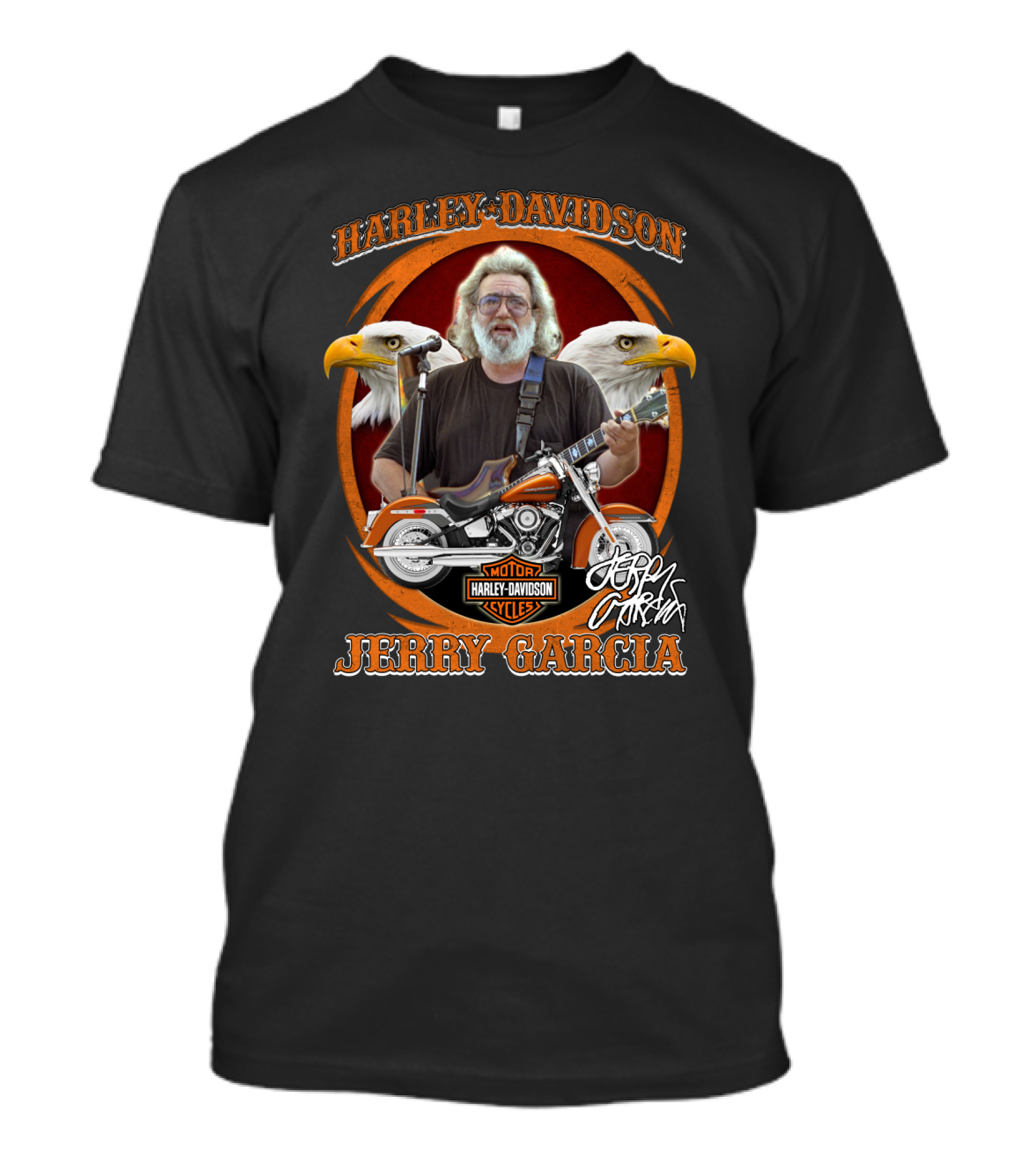 Harley Davidson Motor Cycles Jerry Garcia Motorcycle Eagles T-Shirt