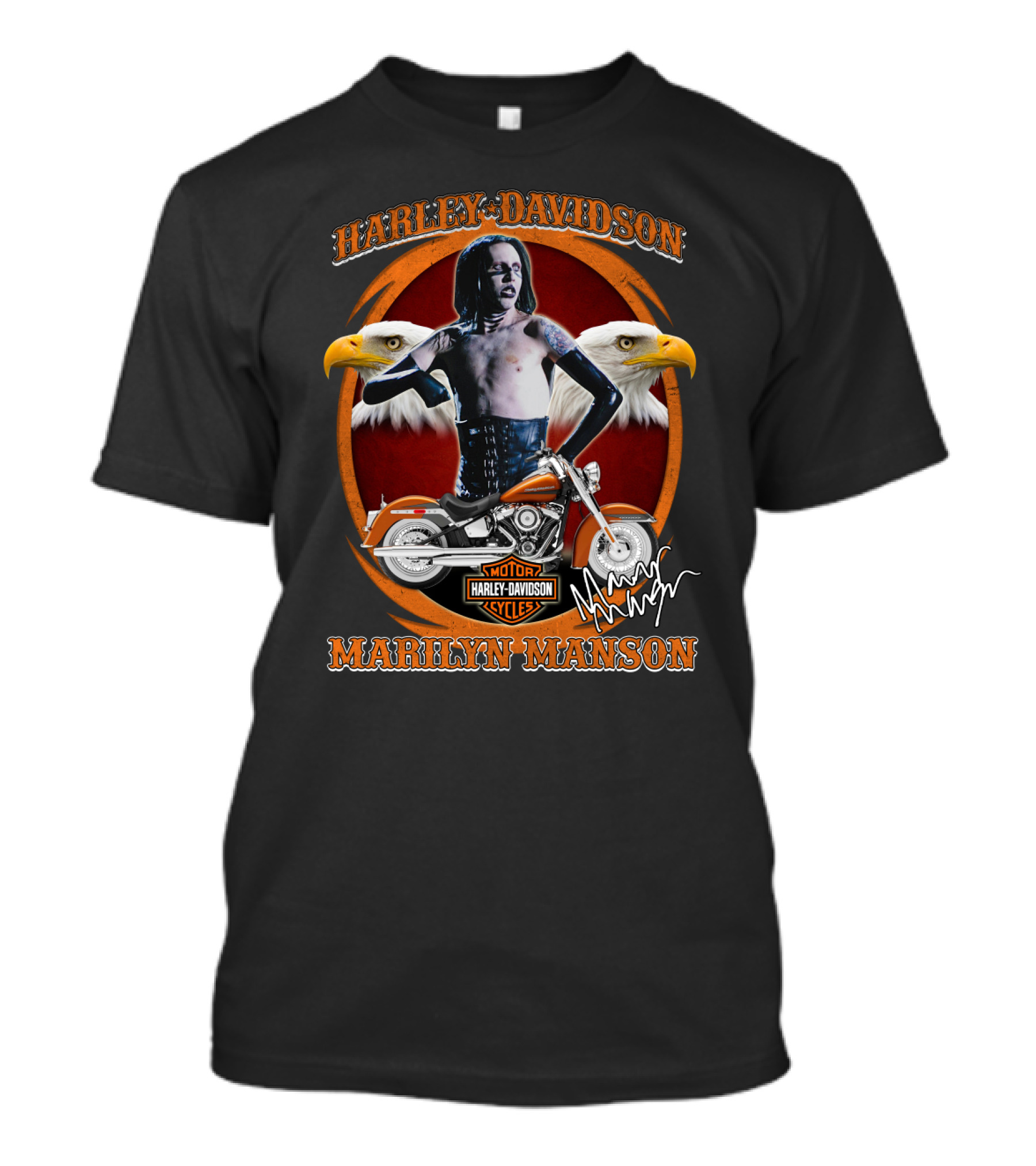 Harley Davidson Marilyn Manson Motor Cycles Eagles T-Shirt