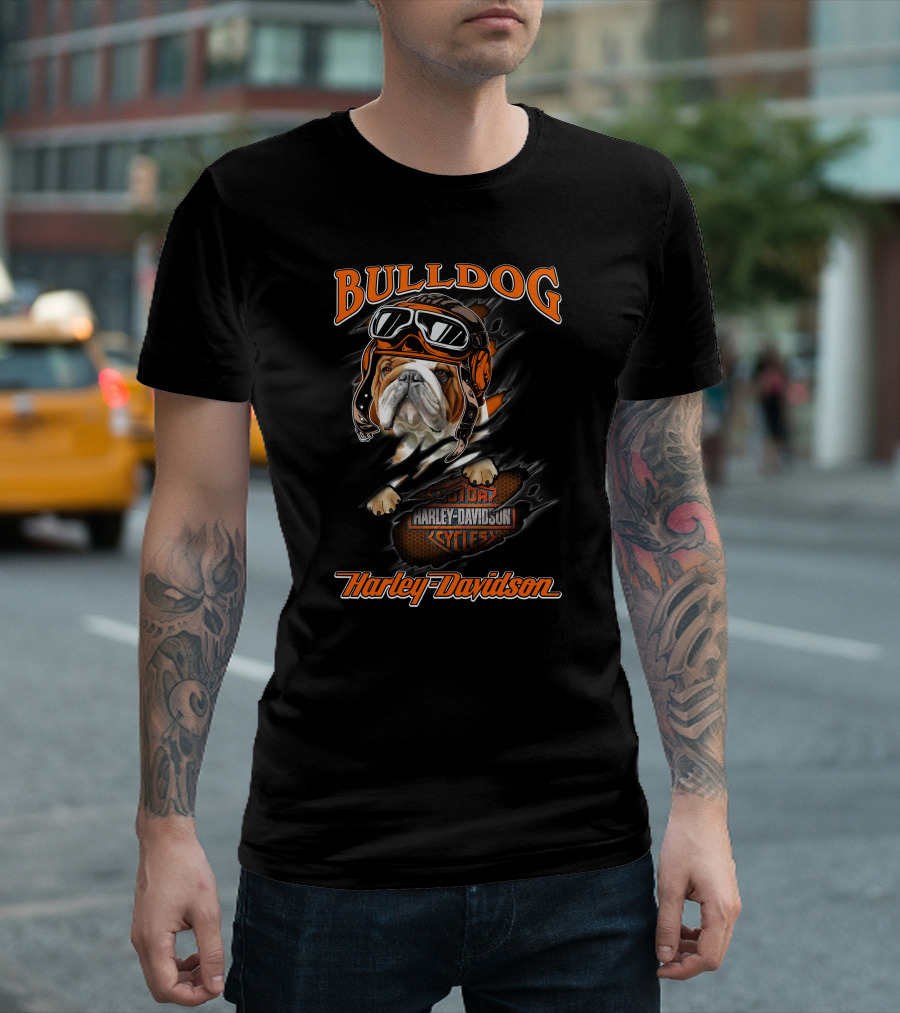 Bulldog Harley Davidson Motorcycles Rider T-Shirt