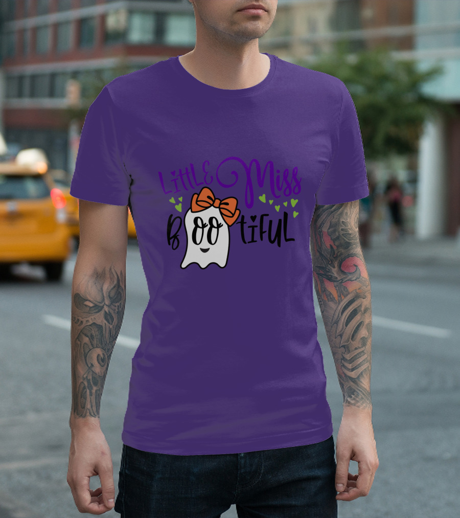 Little Miss Bootiful Ghost with Bow and Hearts T-Shirt