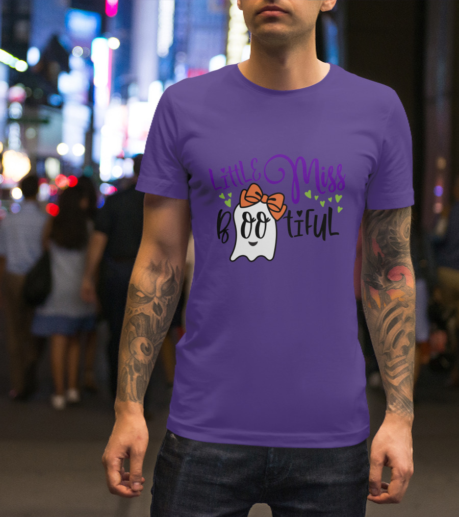 Little Miss Bootiful Ghost With Bow And Hearts T-Shirt