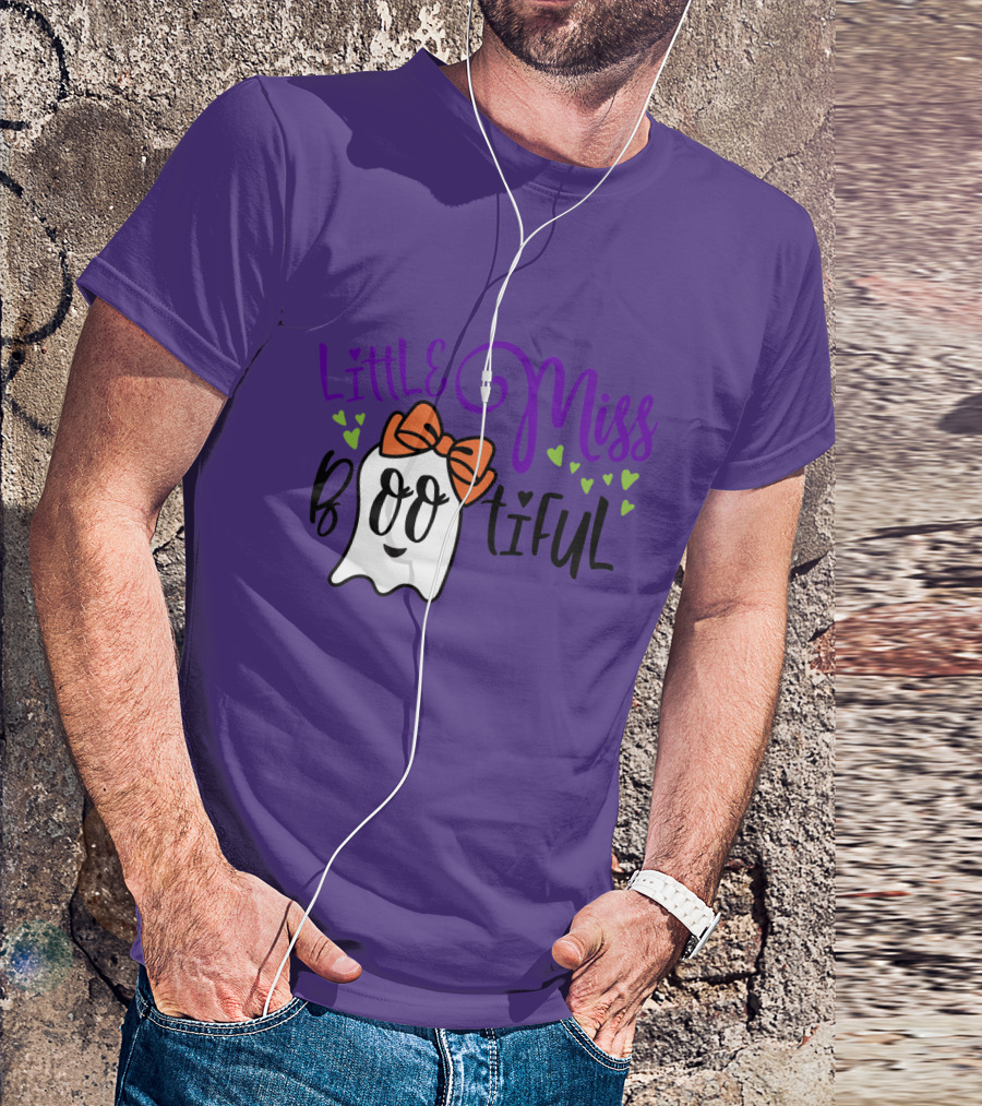 Little Miss Bootiful Ghost With Bow And Hearts T-Shirt