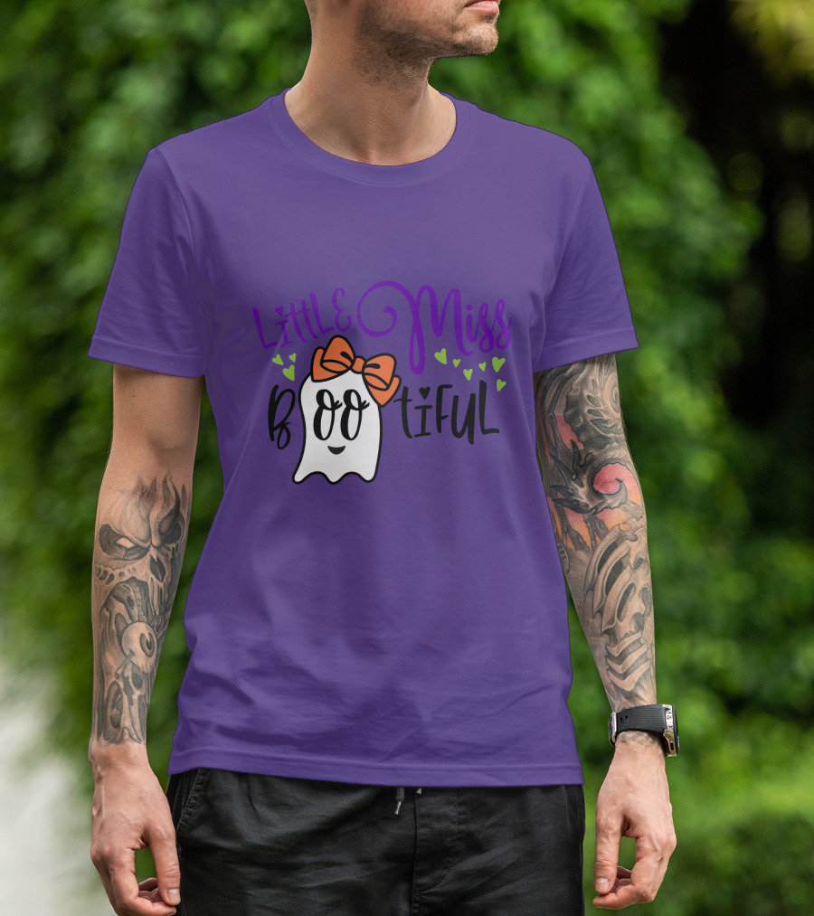 Little Miss Bootiful Ghost With Bow And Hearts T-Shirt
